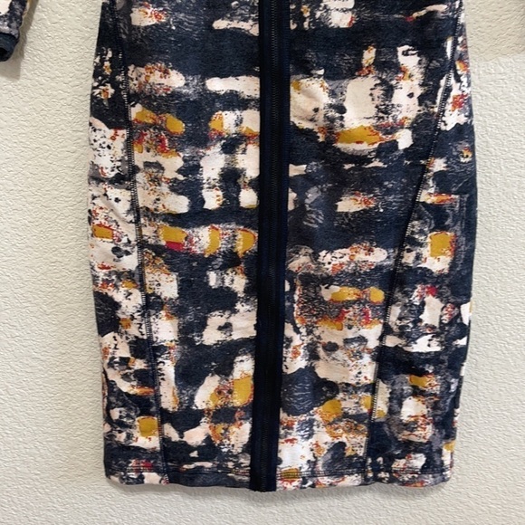 Rachel Roy Woman Art Deco Pattern Textile Long Zipper Sleeve Dress Size M - Picture 5 of 12